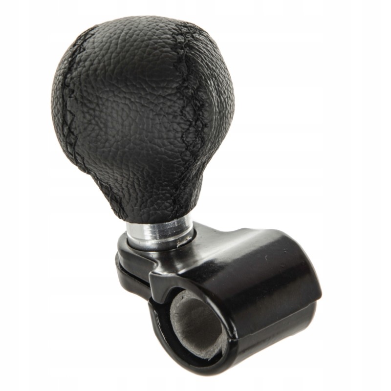 Universal black leather steering wheel knob