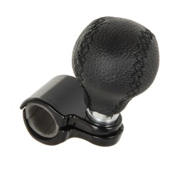 Universal black leather steering wheel knob