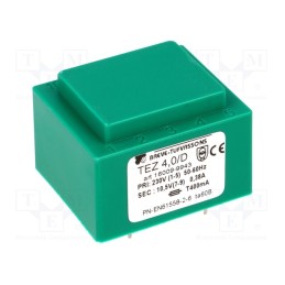 1 pcs x BREVE TUFVASSONS - TEZ4/D230/10.5V - Transformer: encapsulated, 4VA, 230VAC, 10.5V, 380.9mA, PCB, IP00