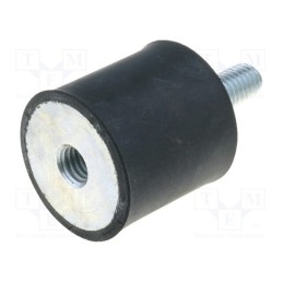 1 pcs x ELESA+GANTER - DVA.2-30-30-M8-20-55 - Vibration damper, M8, Ø: 30mm, rubber, L: 30mm, Thread len: 20mm