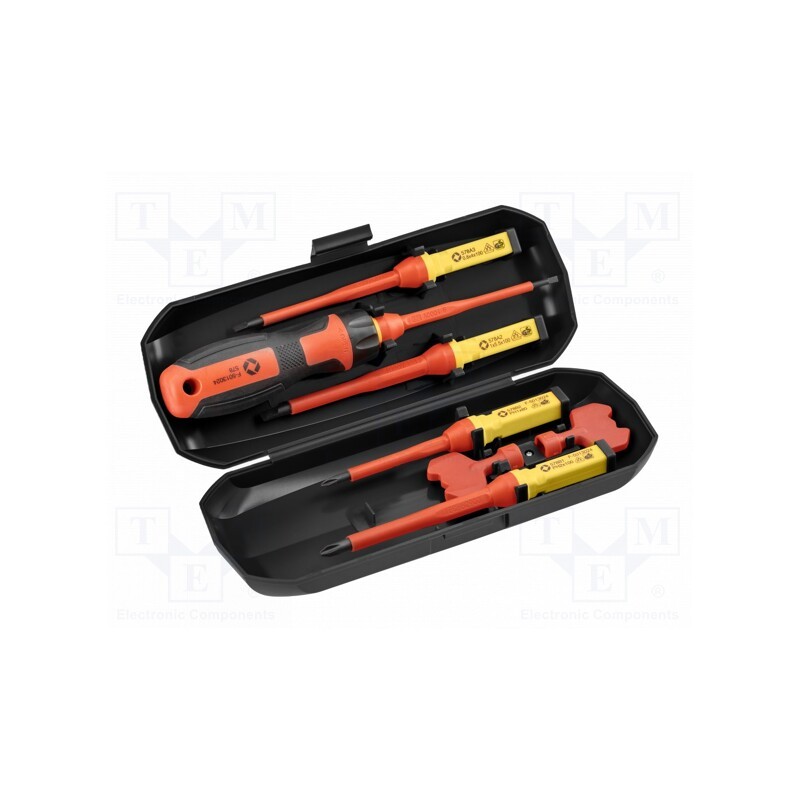 1 set x Hu00d6GERT TECHNIK - HT1S998 - Kit: screwdrivers, insulated, 1kVAC, Phillips,slot, 8pcs.