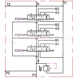 Hydraulic distributor 3 sec pneumatic rudder