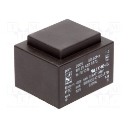 1 pcs x HAHN - BV EI 422 1275 - Transformer: encapsulated, 6VA, 230VAC, 12V, 500mA, PCB, BVEI