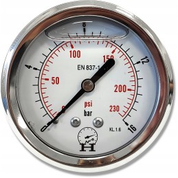 Pressure gauge 0 16 bar, rear connection