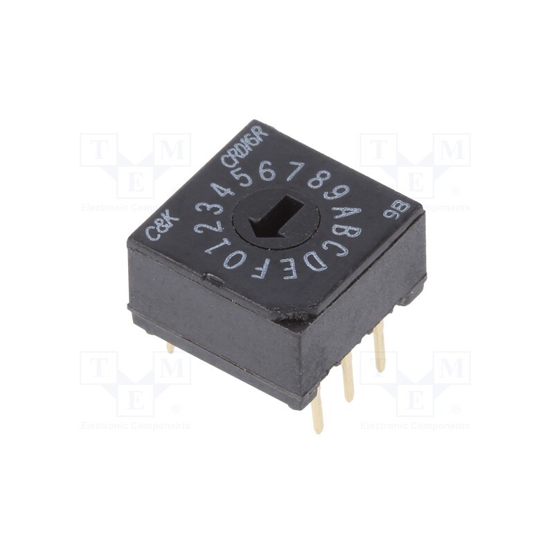 1 pcs x C&K - CRD16RM0CB - Encoding switch, HEX/BCD, Pos: 16, THT, Rcont max: 100mΩ, 1Ncm, CRD
