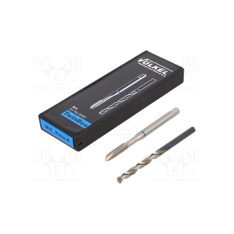 1 set x Vu00d6LKEL - 35493 - Tap, high speed steel cobalt HSS-E, M6, 1, ISO2/6H, Kit: tap,drill