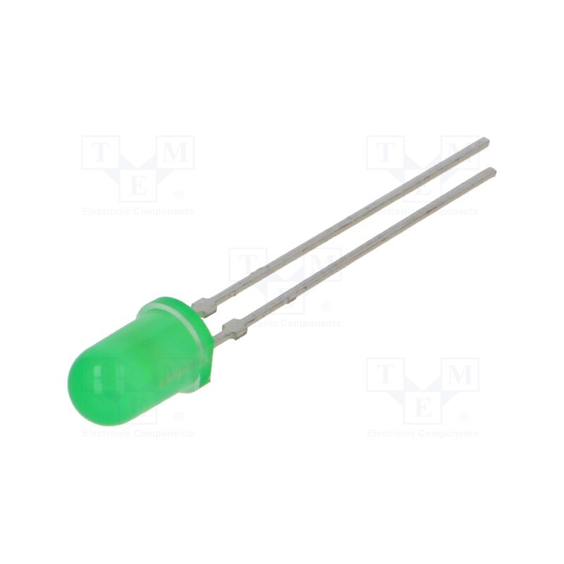 5 pcs x VISHAY - TLHG5420 - LED, 5mm, green, 6.3÷20mcd, 25°, Front: convex, 2.1÷2.4V
