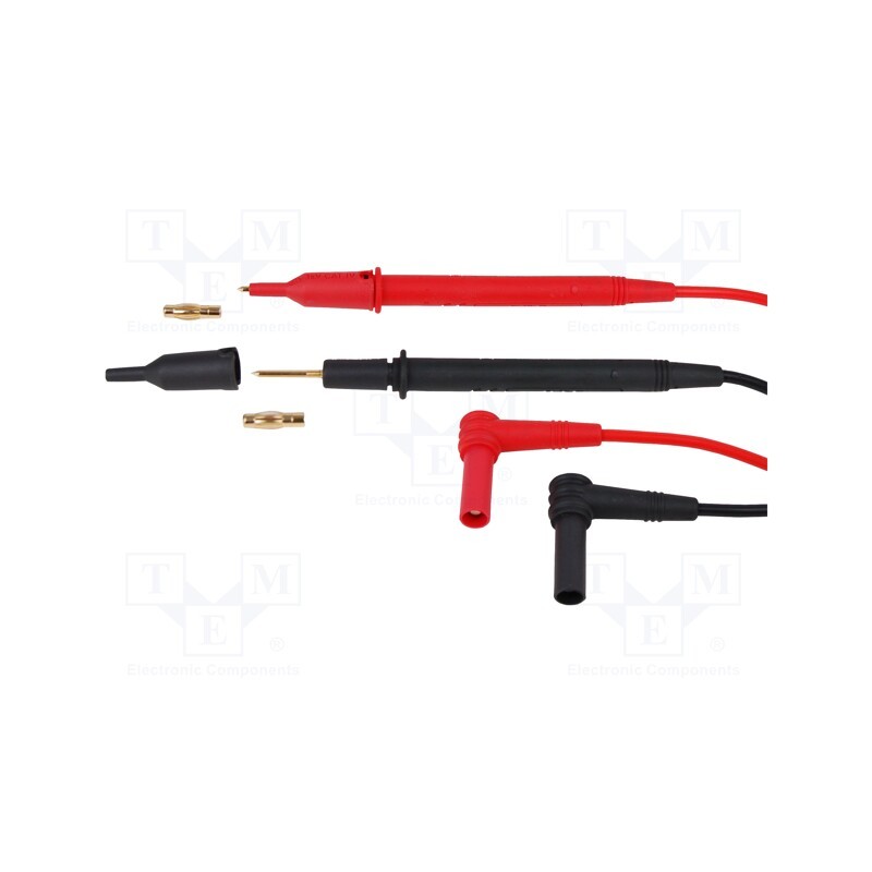1 set x BRYMEN - BL21S2-T4SC - Test leads, Inom: 10A, probe tip,angular banana plug 4mm, 1m