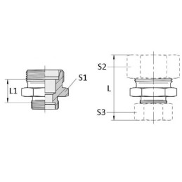 Straight reducing connector m14x1 5 8l m12x1 5 6l
