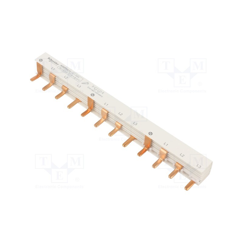 1 pcs x SCHNEIDER ELECTRIC - A9XPH412 - Busbar, Poles: 4, Urated: 415V, 100A, No.of mod: 12, Uinsul: 500V