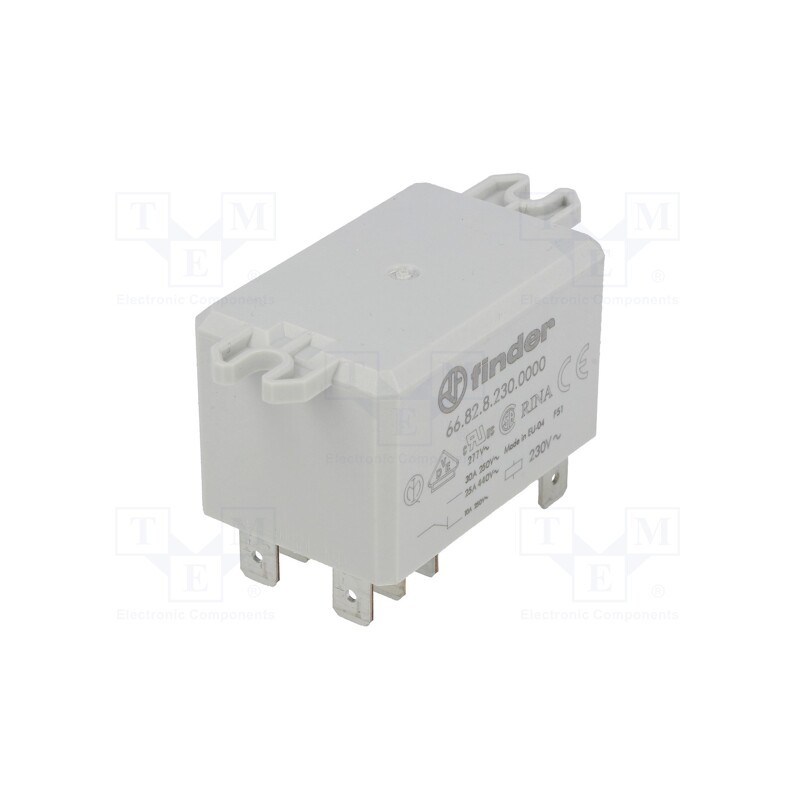 1 pcs x FINDER - 66.82.8.230.0000 - Relay: electromagnetic, DPDT, Ucoil: 230VAC, Icontacts max: 30A