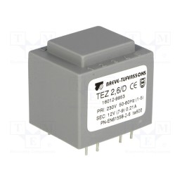 1 pcs x BREVE TUFVASSONS - TEZ2.6/D230/12V - Transformer: encapsulated, 2.5VA, 230VAC, 12V, 208.3mA, PCB, IP00