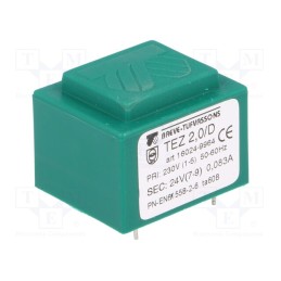 1 pcs x BREVE TUFVASSONS - TEZ2/D230/24V - Transformer: encapsulated, 2VA, 230VAC, 24V, 83.3mA, PCB, IP00, TEZ