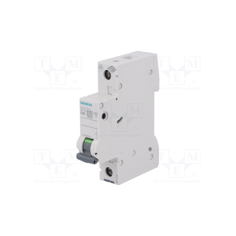 1 pcs x SIEMENS - 5SL6125-7 - Circuit breaker, 230VAC, Inom: 25A, Poles: 1, Charact: C, 6kA, IP20