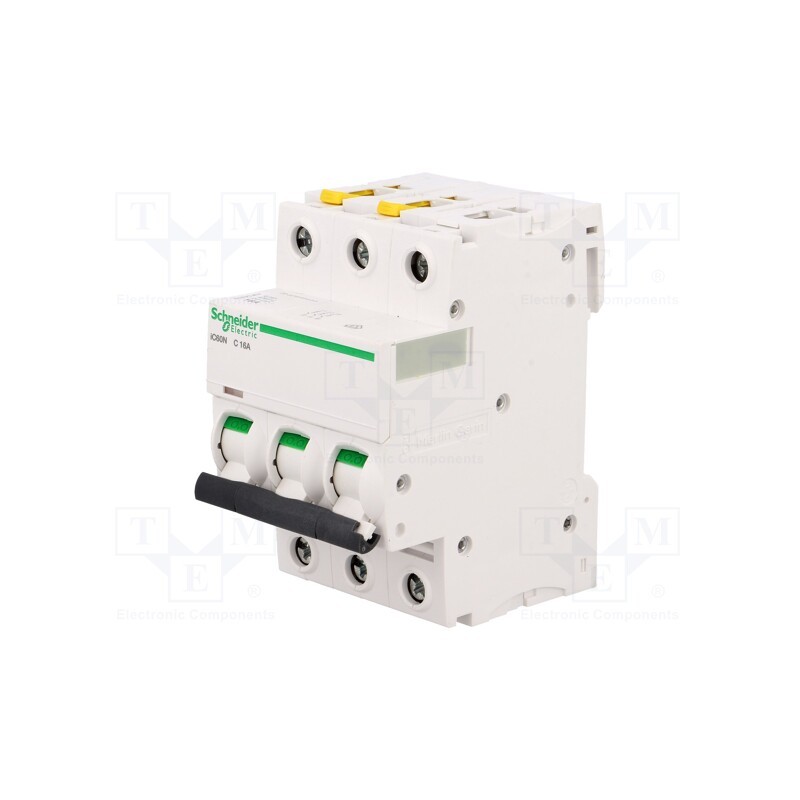 1 pcs x SCHNEIDER ELECTRIC - A9F04316 - Circuit breaker, 400VAC, Inom: 16A, Poles: 3, Charact: C, 6kA, IP20
