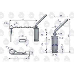 Upper hitch hook pin C 360 original Ursus