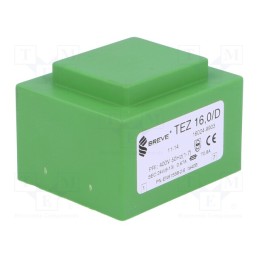 1 pcs x BREVE TUFVASSONS - TEZ16/D400/24V - Transformer: encapsulated, 16VA, 400VAC, 24V, 666.6mA, PCB, IP00