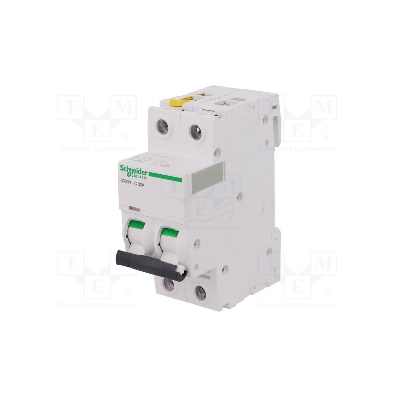 1 pcs x SCHNEIDER ELECTRIC - A9F04232 - Circuit breaker, 400VAC, Inom: 32A, Poles: 2, Charact: C, 6kA, IP20
