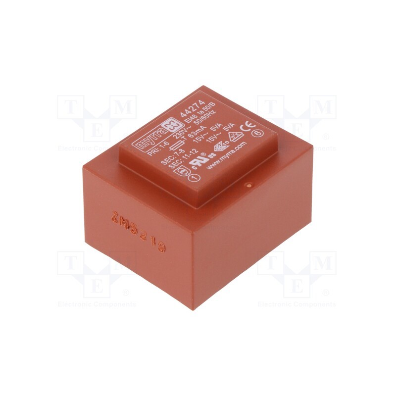 1 pcs x MYRRA - 44274 - Transformer: encapsulated, 10VA, 230VAC, 15V, 15V, 333mA, 333mA, PCB