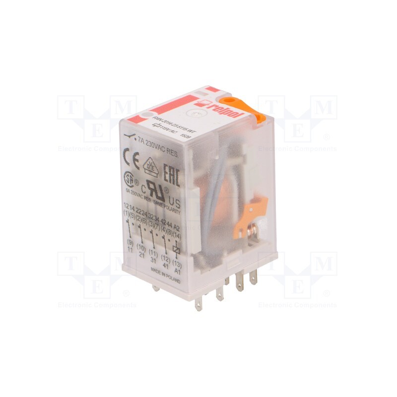 1 pcs x RELPOL - R4N-2014-23-5115-WT - Relay: electromagnetic, 4PDT, Ucoil: 115VAC, Icontacts max: 6A