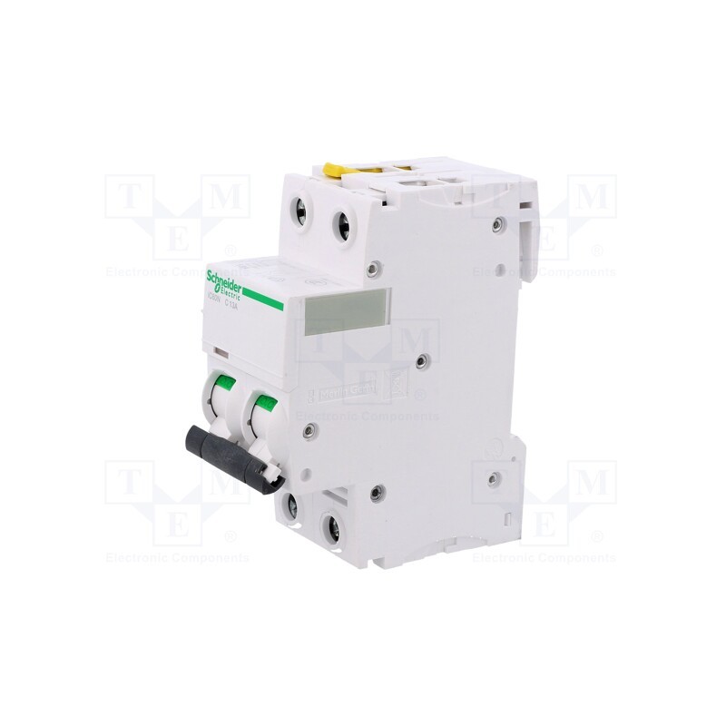 1 pcs x SCHNEIDER ELECTRIC - A9F04213 - Circuit breaker, 400VAC, Inom: 13A, Poles: 2, Charact: C, 6kA, IP20