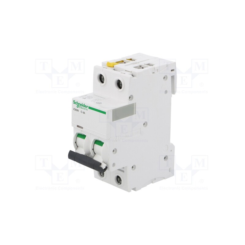 1 pcs x SCHNEIDER ELECTRIC - A9F04204 - Circuit breaker, 400VAC, Inom: 4A, Poles: 2, for DIN rail mounting