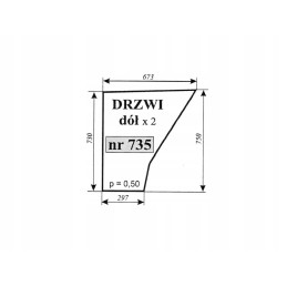 Bottom door glass 3514 Ursus Koja Smolniki 735