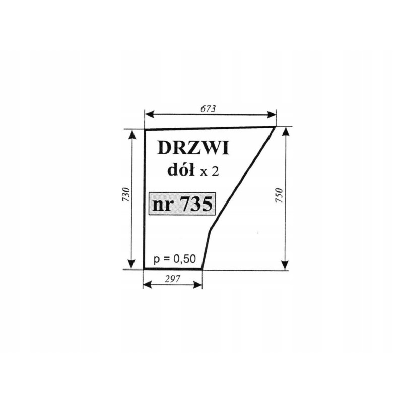 Bottom door glass 3514 Ursus Koja Smolniki 735