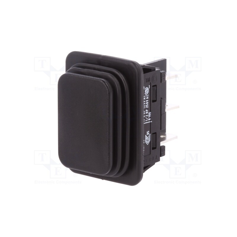 1 pcs x Marquardt - 1939.3312 - ROCKER, DP3T, Pos: 3, (ON)-OFF-(ON), 14A/250VAC, black, none, 100mΩ