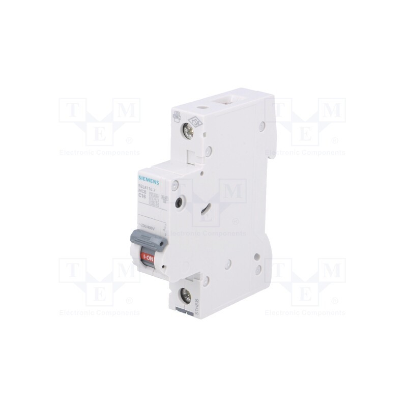 1 pcs x SIEMENS - 5SL6116-7 - Circuit breaker, 230VAC, Inom: 16A, Poles: 1, Charact: C, 6kA, IP20