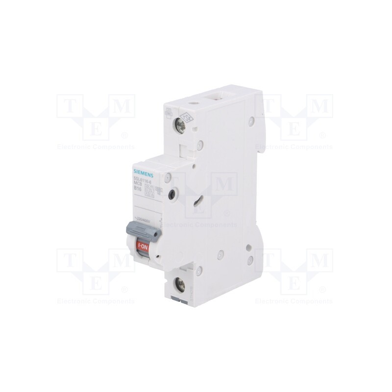1 pcs x SIEMENS - 5SL6116-6 - Circuit breaker, 230VAC, Inom: 16A, Poles: 1, Charact: B, 6kA, IP20