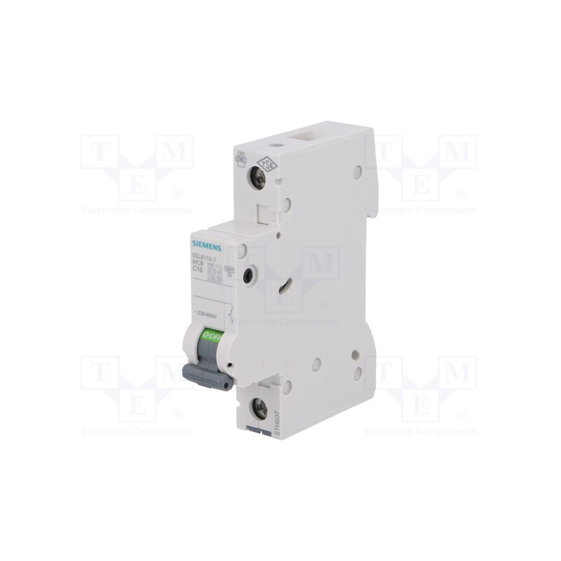 1 pcs x SIEMENS - 5SL6110-7 - Circuit breaker, 230VAC, Inom: 10A, Poles: 1, Charact: C, 6kA, IP20