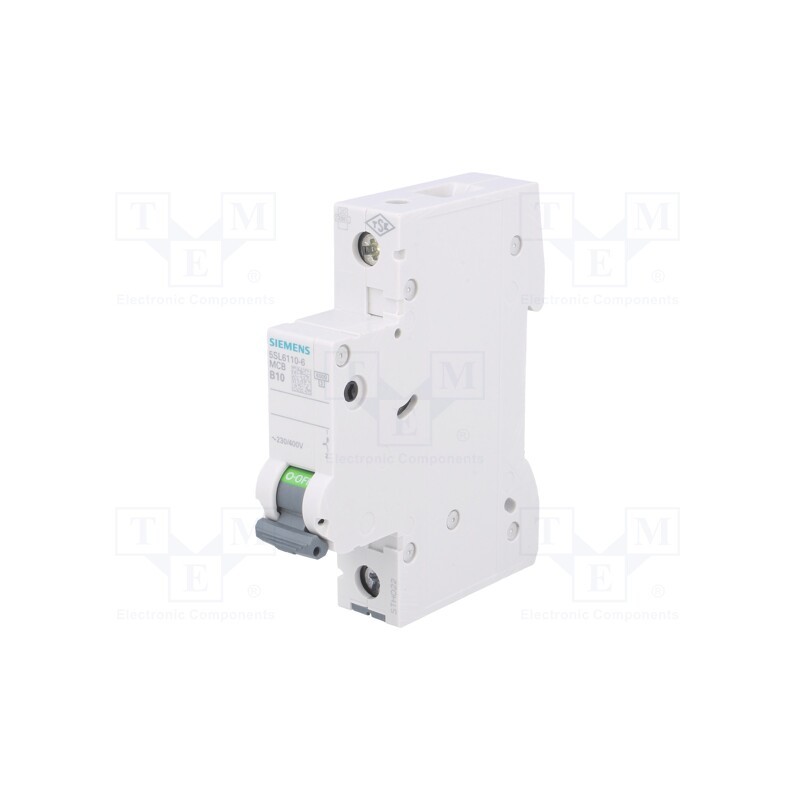 1 pcs x SIEMENS - 5SL6110-6 - Circuit breaker, 230VAC, Inom: 10A, Poles: 1, Charact: B, 6kA, IP20