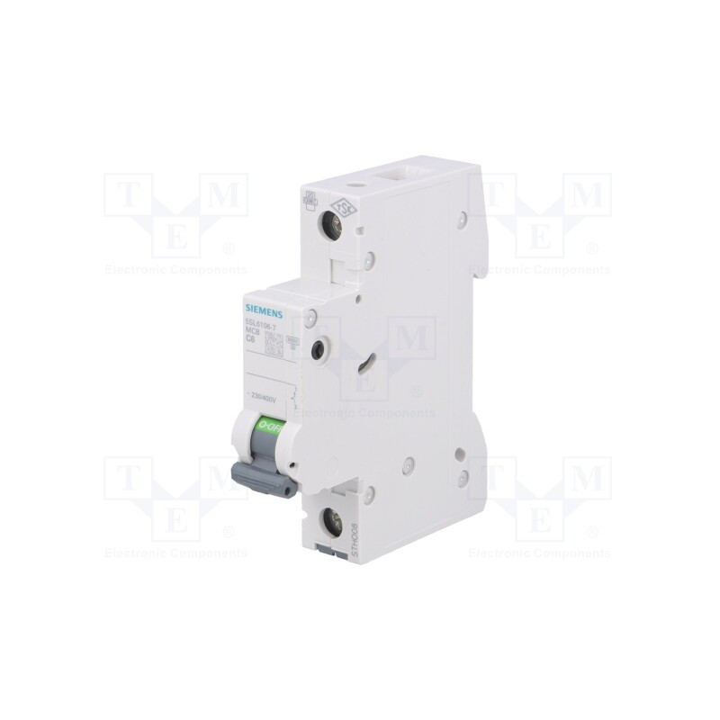 1 pcs x SIEMENS - 5SL6106-7 - Circuit breaker, 230VAC, Inom: 6A, Poles: 1, for DIN rail mounting