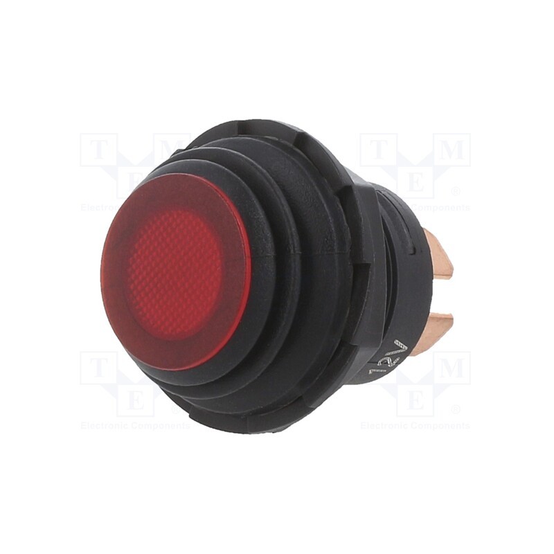 1 pcs x SWITCH COMPONENTS - PC-1A-DC-1-RL - Switch: push-button, Pos: 2, SPST, 10A/14VDC, red, Illumin: LED, PC