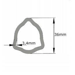 PTO shaft tube, profiled triangle, 36x3, 4mm, 1m