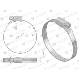 Clamping band 20 32 worm clamp W2 steel
