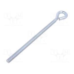 1 pcs x DROMET - HO10225 - Hook, ring, steel, zinc, Thread len: 177mm, Overall len: 225mm