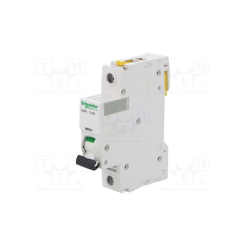 1 pcs x SCHNEIDER ELECTRIC - A9F04163 - Circuit breaker, 230VAC, Inom: 63A, Poles: 1, Charact: C, 6kA, IP20