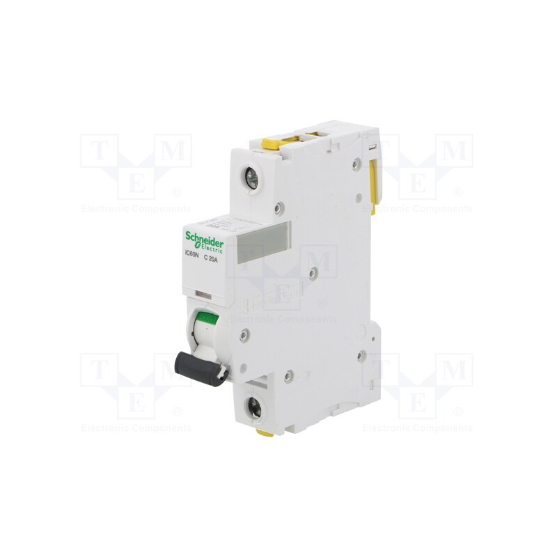 1 pcs x SCHNEIDER ELECTRIC - A9F04120 - Circuit breaker, 230VAC, Inom: 20A, Poles: 1, Charact: C, 6kA, IP20