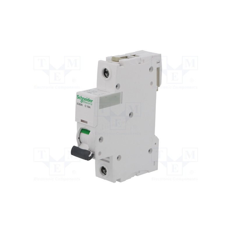 1 pcs x SCHNEIDER ELECTRIC - A9F04116 - Circuit breaker, 230VAC, Inom: 16A, Poles: 1, Charact: C, 6kA, IP20