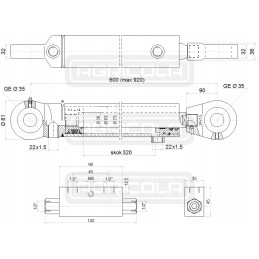 Hydraulic actuator 63 36 320 l 600 hydrolider lock