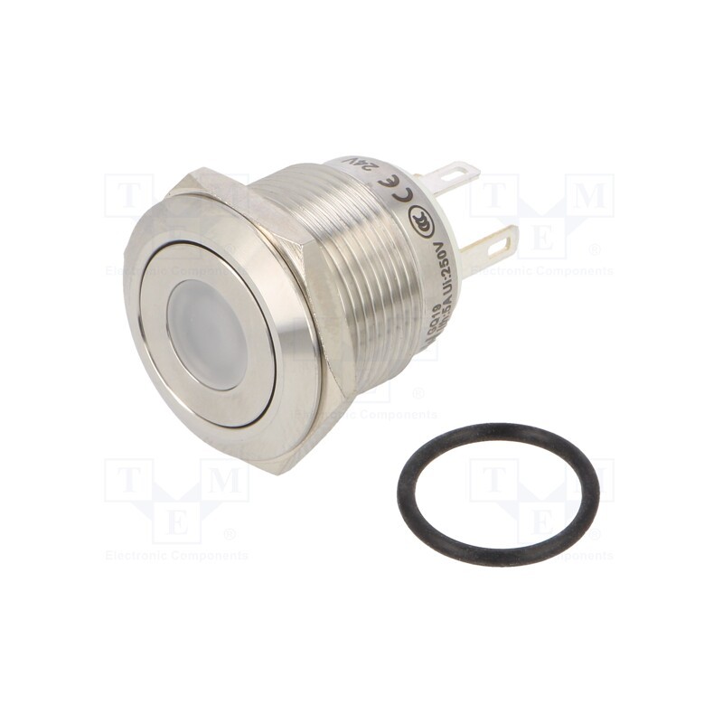 1 pcs x ONPOW - GQ19F-10D/J/W/24V/S - Switch: vandal resistant, Pos: 2, SPST-NO, 0.5A/220VAC, 2A/36VDC