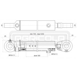 Hydraulic actuator 50 28 500 l 732 hydrolider lock