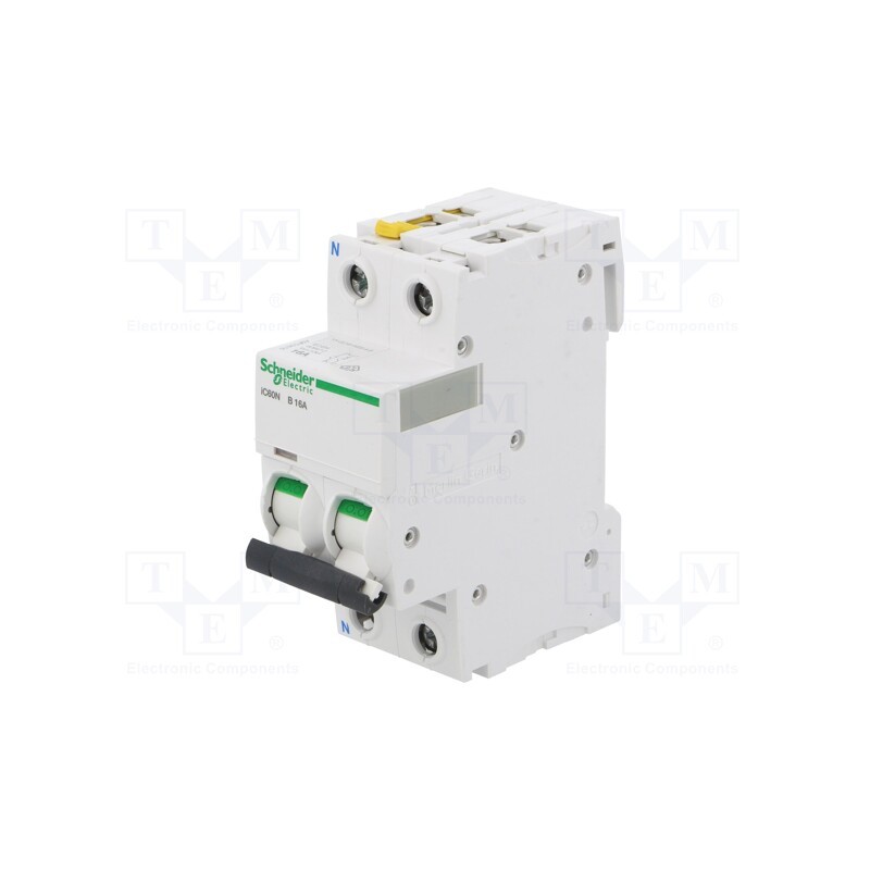 1 pcs x SCHNEIDER ELECTRIC - A9F03616 - Circuit breaker, 400VAC, Inom: 16A, Poles: 1+N, Charact: B, 6kA, IP20