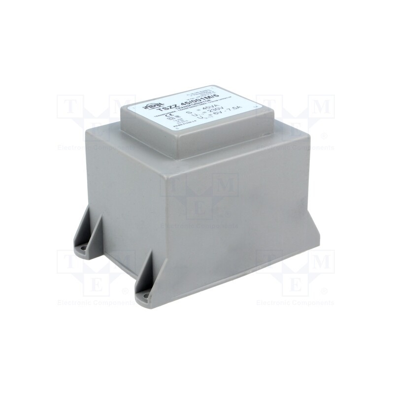 1 pcs x INDEL - TSZZ45/001M/5 - Transformer: encapsulated, 45VA, 230VAC, 6V, 7.5A, PCB, IP00