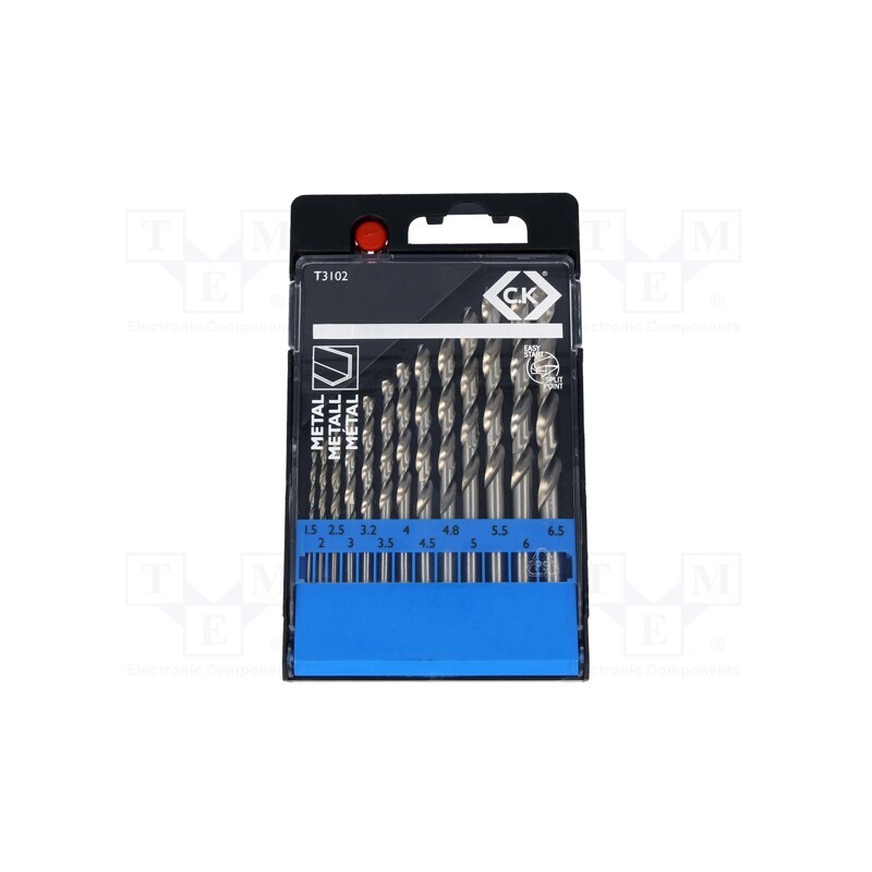 1 set x C.K - T3102 - Drill set, for metal, high speed steel stal szybkotnąca HSS