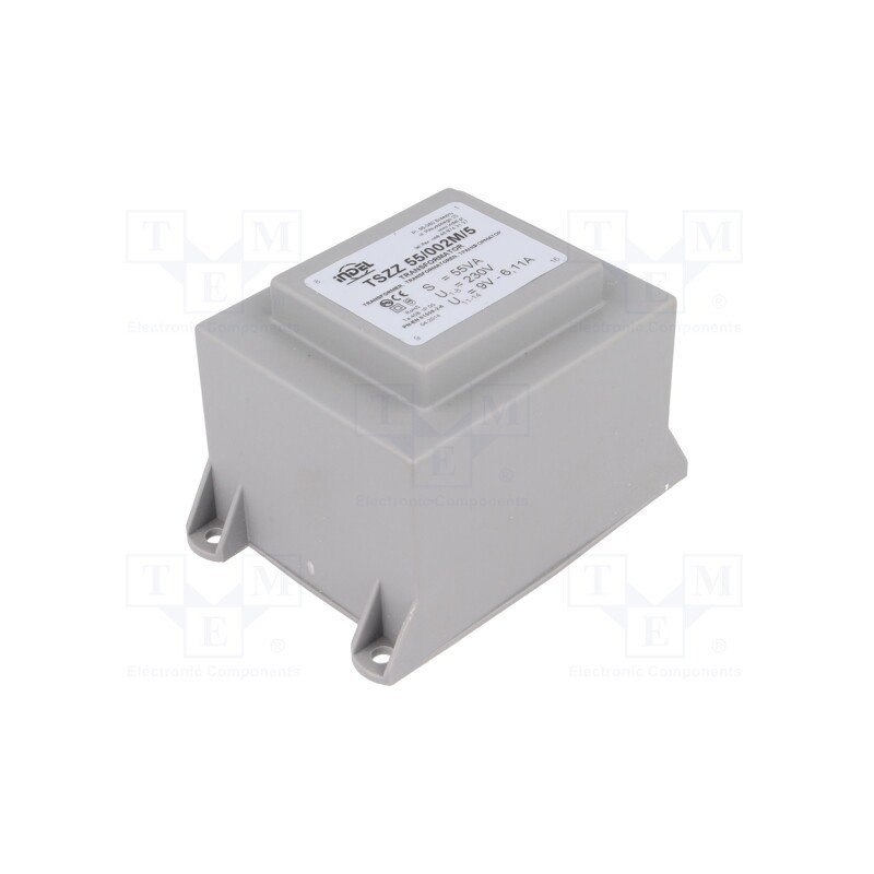 1 pcs x INDEL - TSZZ55/002M - Transformer: encapsulated, 55VA, 230VAC, 9V, 6.1A, PCB, IP00, A: 70mm