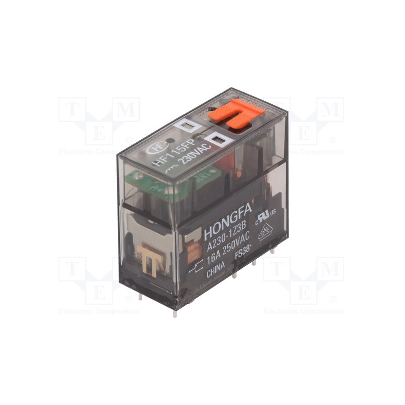 1 pcs x HONGFA RELAY - HF115FP/A230-1Z3B - Relay: electromagnetic, SPDT, Ucoil: 230VAC, 16A, 16A/250VAC, PCB