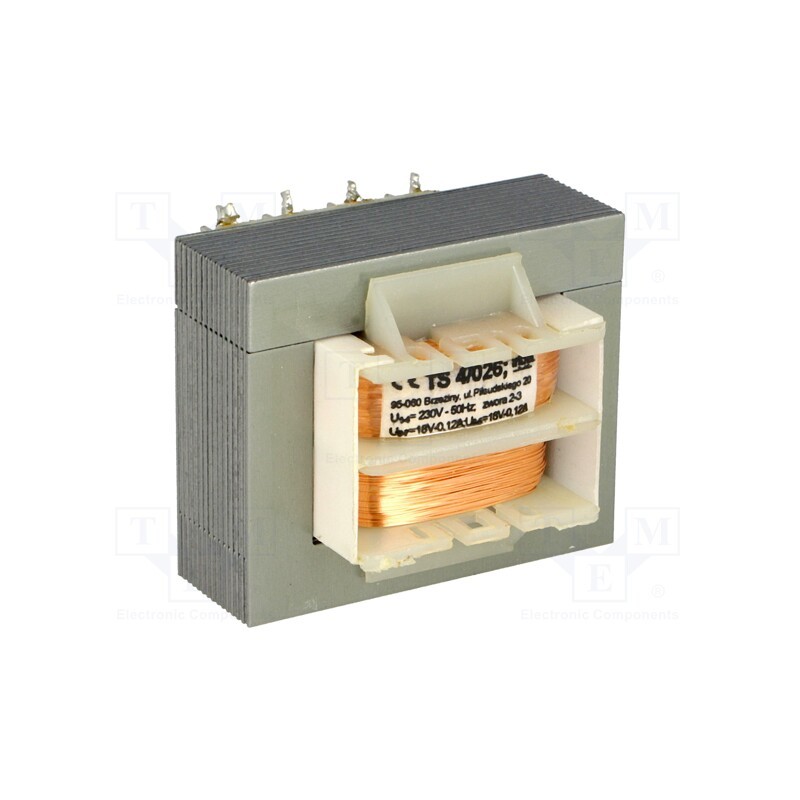 1 pcs x INDEL - TS4/026 - Transformer: mains, 4VA, 230VAC, 18V, 18V, 120mA, 120mA, screw type